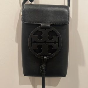 Tory Burch Black Leather Miller Phone Crossbody